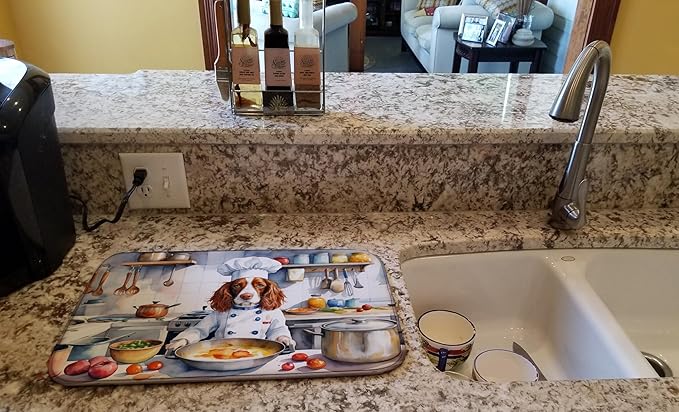 Caroline's Treasures DAC6337DDM Welsh Springer Spaniel The Chef Dish Drying Mat - Image 2