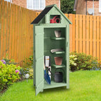 Outvita Outdoor Storage Cabinet, 70in Wooden Vertical Garden Tools Shed, Patio Storage Organizer with Latch & Waterproof Roof for Yard Deck Lawn Farmland Equipment(Green) - Image 7