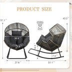 Vongrasig Wicker Rocking Egg Chair PE Rattan with Cushion, Oversized Patio Lounge Rocker Chair for Outdoor, Indoor, Balcony, Backyard, Garden, Black/Rattan - Image 2