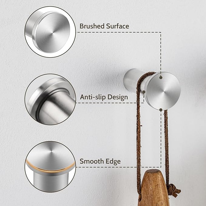 SAYAYO Modern Coat Hooks Wall Mount, Brushed Nickel Towel Hooks - Image 4