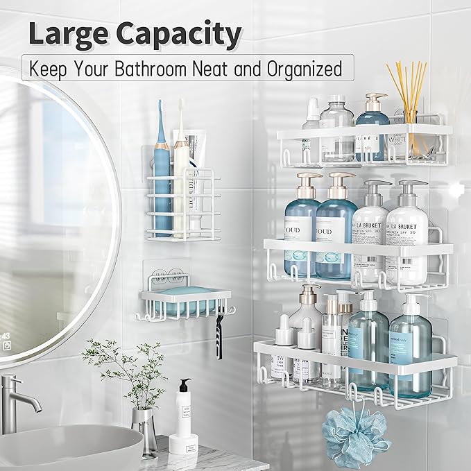 5 Pack Shower Caddy Organizer Rack Shelf - Image 3