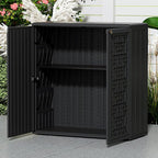 Outdoor Storage Cabinet Waterproof with Shelf,Resin Storage Sheds Outdoor Cabinets for tub Towels/Chemicals/Grill Items/Patio/Garden/Backyard, Size 34.3''L*15''W*36.2''H（Black） - Image 3