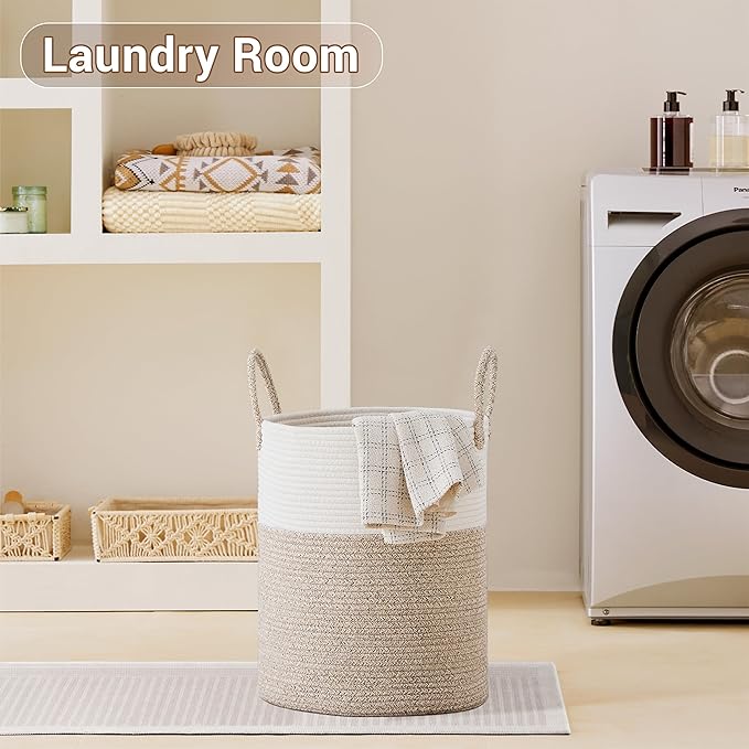 Tall Laundry Basket with Handles, 53L Portable Dirty Clothes Hamper, Boho - Image 6