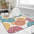 Abstract Floral Elements Dish Drying Mat Artifical Floral Kitchen Mat 16"x24" by Unknown