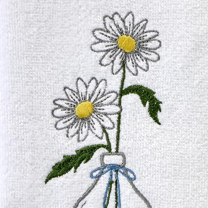 SKL Home Daisies in Vase 100% Cotton Embroidered 2pc Hand Towel Set, Decorative - Image 5