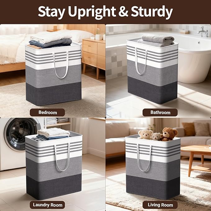 WOWBOX 2 Pack Laundry Hampers Baskets, Freestanding Dirty Clothes Hampers - Image 6
