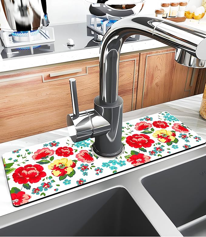 Kitchen Sink Splash Guard Faucet Mat Super Absorbent Fast Drying Mat Sink - Image 2