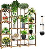 Uneedem Tall Shelf for Multiple Plants Indoor Outdoor 14 Tiers 16 Pot Holder Large Rack Wood Stand Shelves for Room Corner Balcony Garden Patio by Uneedem