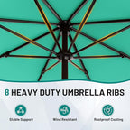 AreShark 9 FT Patio Umbrella for Outdoor, Outdoor Umbrella with Push Button Tilt and Crank, Outdoor Patio Umbrellas with 8 Sturdy Ribs for Market, Garden, Deck, Backyard, Pool (Peacock Blue) - Image 3