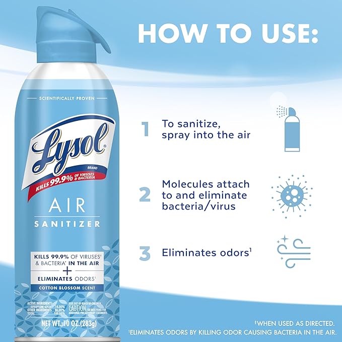 Lysol Air Sanitizer Spray with Bacterial Odor Eliminator - Image 5