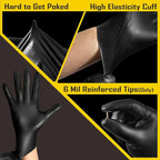 COOLJOB 5 Mil Black Disposable Nitrile Gloves - Image 2