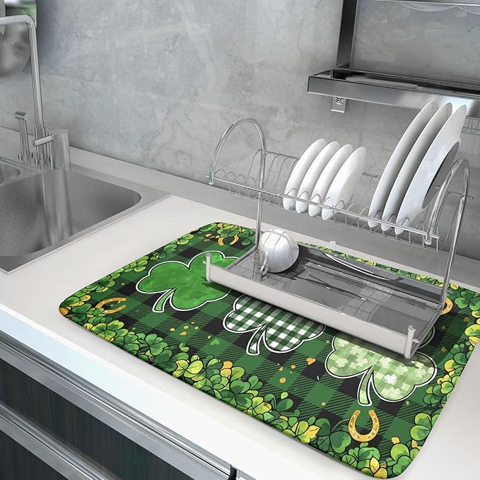 St Patrick's Day Green Clover Dish Drying Mat 18 x 24 Inch - Image 5