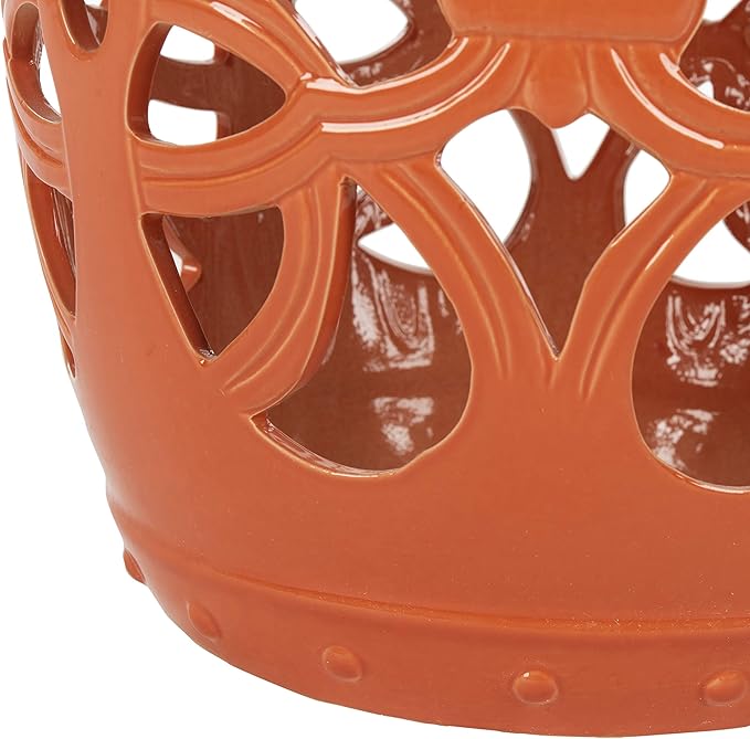 Safavieh Castle Gardens Collection Imperial Vine Antique White Glazed Ceramic Garden Stool - Image 6