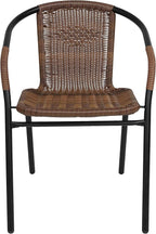 Flash Furniture Lila Modern Rattan Indoor/Outdoor Stackable Dining Chairs, Stacking Rattan Bistro Chairs for Patio or Restaurant, Set of 2, Brown - Image 10
