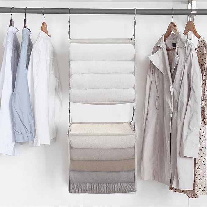 STORAGE MANIAC 2-Shelf Hanging Closet Organizer, Cloth Hanging Closet Shelf - Image 7