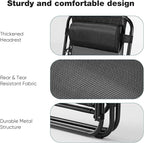 NEWBULIG Zero Gravity Chair Set of 4, Lounge Chair Folding Portable Adjustable Camping Reclining Chairs with Adjustable Pollow, Mesh Back, Cup Holder Trays Lawn Patio Chair for Pool Beach - Black - Image 4