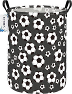 Round Foldable Kids' Football Laundry Hamper Multi Use Laundry Basket Soccer by ONOEV