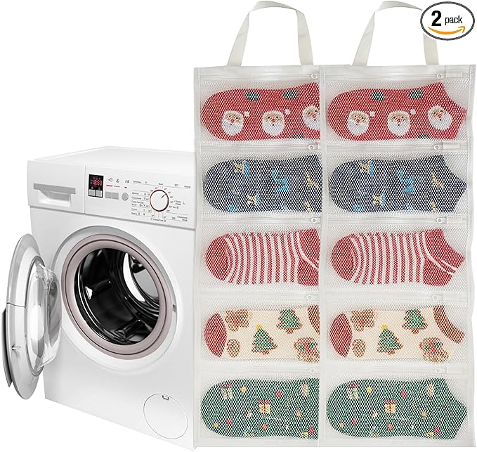 Mesh laundry bags for washing machine, can wash 10 pairs of socks, maintain by Yisiziyo
