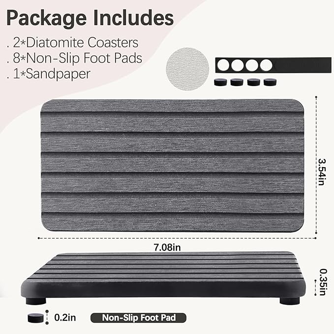 2 PCS Water Absorbent diatomite Coasters, 7.1" x 3.5" Water Absorbing Stone Tray - Image 5