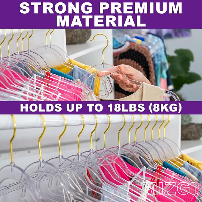 Premium Clear Invisible Acrylic Hangers, 20 Pack Ultra Slim & Space Saving Suit - Image 3