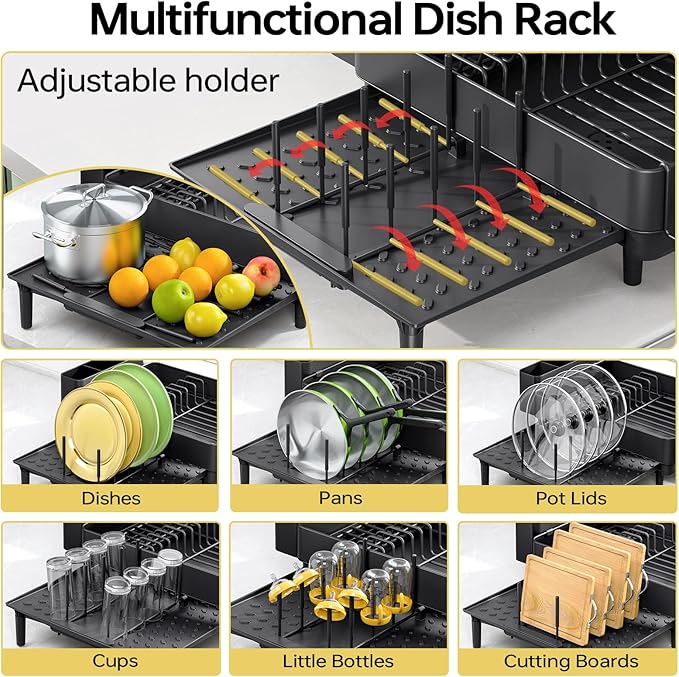 Dish Drying Rack for Kitchen Counter, 304 Stainless Steel Dish Rack, Expandable - Image 5