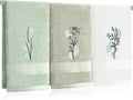 Abstract Botanical Hand Towels Boho Sage Green Botanical Bathroom Decor 14x29 by Tingjoo