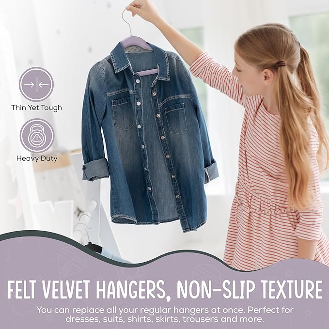 50 Premium Kids Velvet Hangers - Image 3
