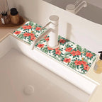 Tropical Leaves and Red Floral Kitchen Sink Splash Guard Mat Absorbent Fast - Image 2