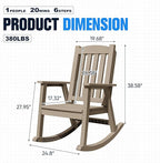 Devoko PP Material Rocking Chair Outdoor Indoor All Weather High Back Patio Rocker for Adult Heavy Duty Rocking Chair for Patio Backyard Porch Garden (Heavy Duty, Light Brown) - Image 3
