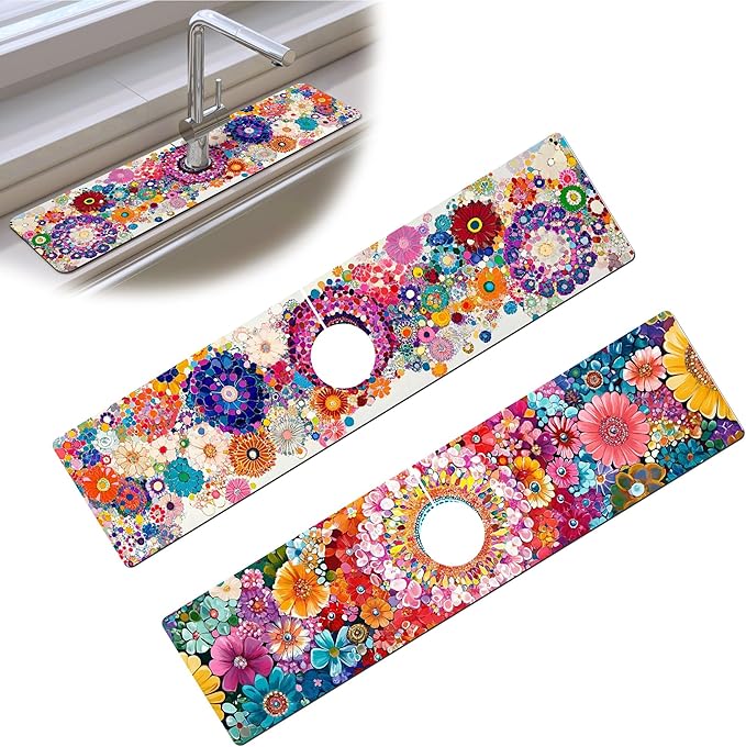 Bimkole 2 PCS Faucet Absorbent Mat, Kitchen Faucet Sink Splash Guard Wraparound by Bimkole