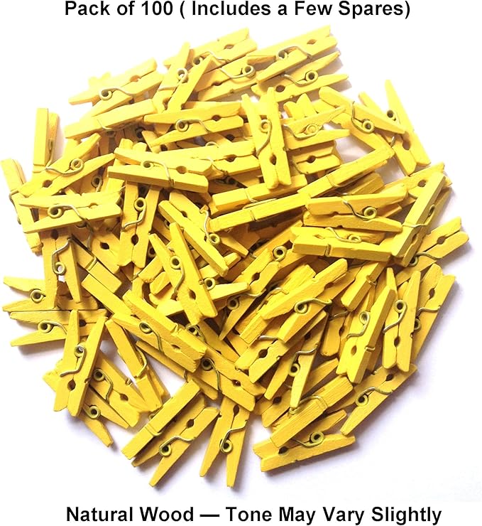 LWR CRAFTS Wooden Mini Clothespins 100 Per Pack 1" 2.5cm - Image 2
