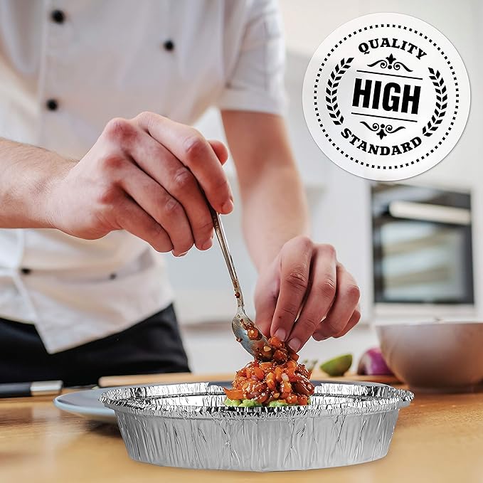 PLASTICPRO 9'' Inch Round Tin Foil Pans Disposable Aluminum, Freezer & Oven Safe - Image 3