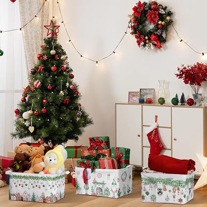 4 Pack Christmas Storage Bin Collapsible Large Christmas Storage Baskets - Image 4