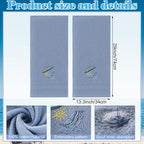 2 Pcs Beach Chair Hand Towels Slate Blue Bathroom Decor 14x29 Inch Embroidered - Image 2