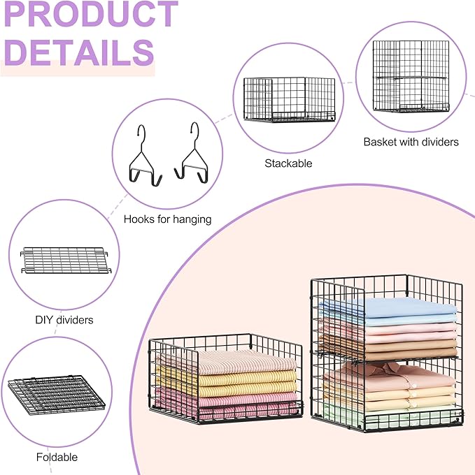 6 Tier Hanging Closet Organizers and Storage Stackable Hanging Closet Shelves - Image 4