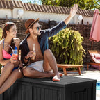 ROJIK 150 Gallon Outdoor Storage Box Waterproof - Patio Furniture Outside Deck Box, Garden Tools, Cushions, Pool Accessories Storage Bench with Lockable Lid and Side Handles (Black, 150 Gal) - Image 3
