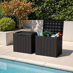 Greesum 31 Gallon Deck Box for Outside, All Weather Outdoor Storage Boxes for Patio Furniture Set, Package Delivery Box, Garden Tools, Black(Set of 2) - Image 4