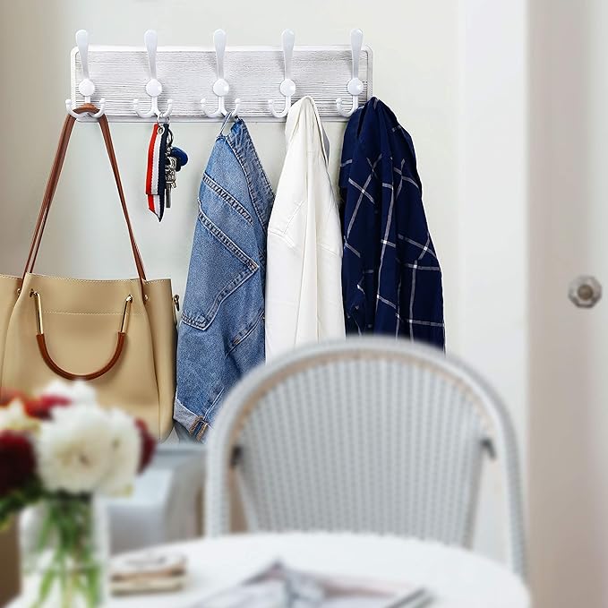 WEBI Coat Rack Wall Mounted, Wood Coat Hooks Wall Mount, Large Coat Hanger Wall - Image 3