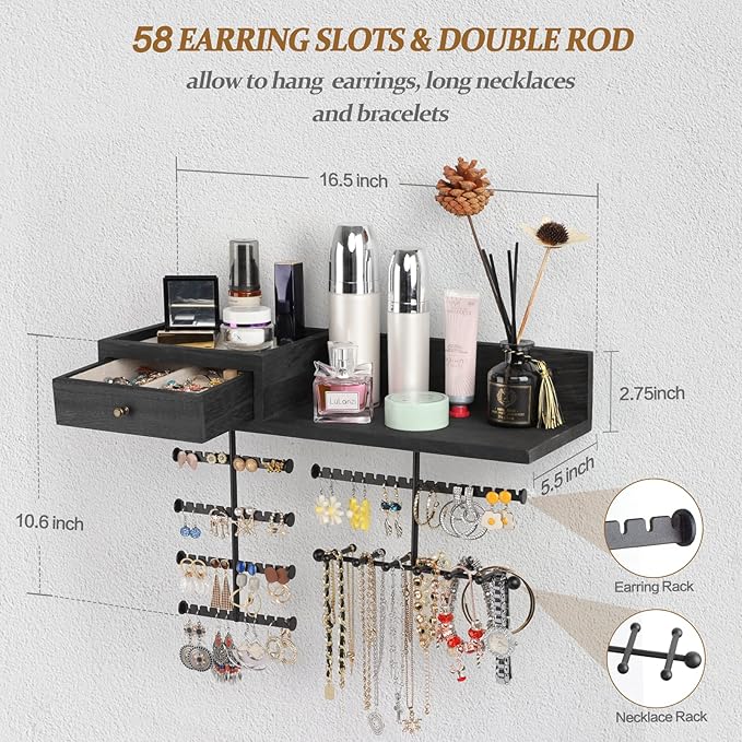 VINAEMO Jewelry Organizer Hanging Wall Mounted Jewelry Holder - Image 5