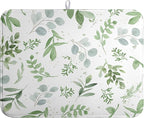 Summer Sage Green Leaves Dish Drying Mat Spring Eucalyptus Leaf Kitchen Dish by farg