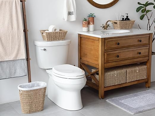 StorageWorks Wicker Waste Basket, Handwoven Seagrass Trash Can - Image 4