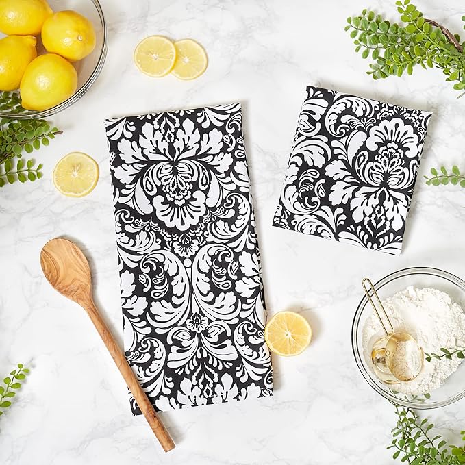 DII Cotton Dish Towel Set Damask Print - Image 5