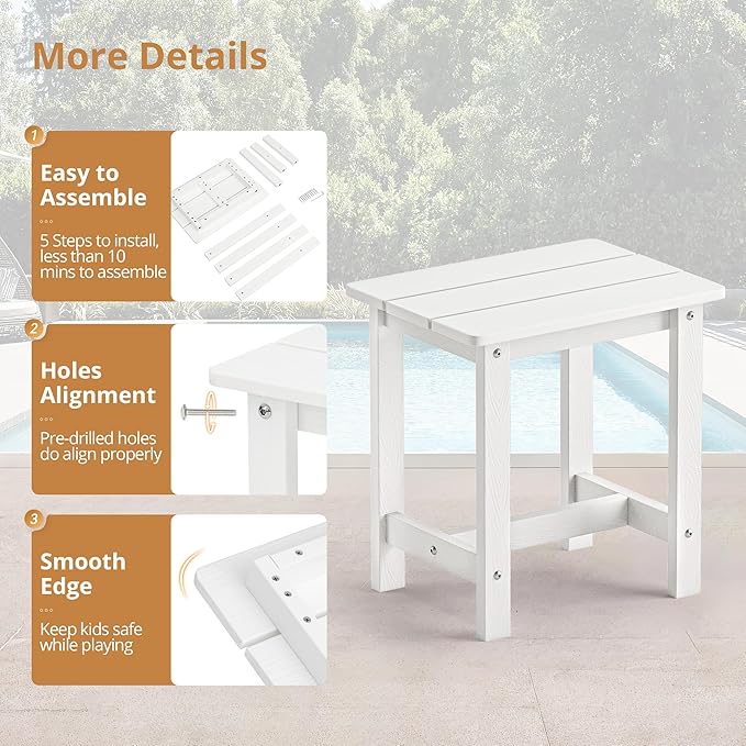 LUE BONA Outdoor Rocking Chairs Set, 3-Piece, HDPS Poly Porch Rockers with Table, Plastic Weather Resistant Rocking Chair Set for Outdoor Indoor, Garden, Backyard, 350lb,White Chairs+Table - Image 8