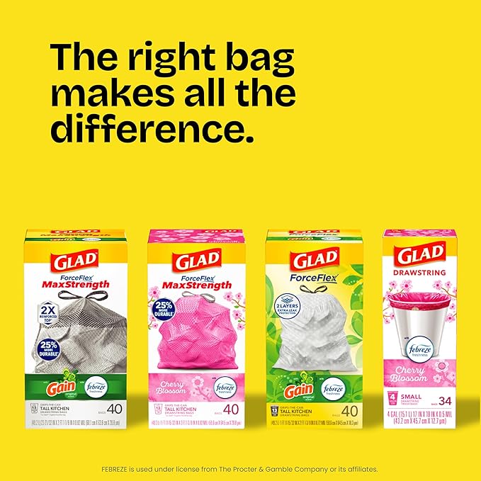 Glad ForceFlex Tall Kitchen Trash Bags, 13 Gallon, Gain Lavender - Image 11