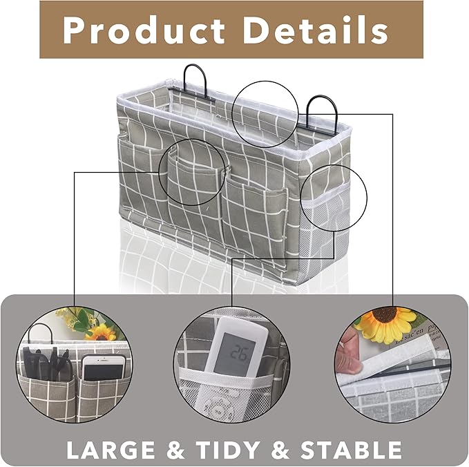 2pcs Light-Style Wall Hanging Storage Bag, Linen Fabric Door Hanging Organizer - Image 5
