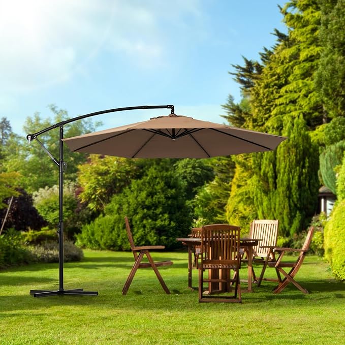 Backyard Expressions 10FT Cantilever Patio Umbrella – Outdoor Offset Hanging Umbrella with Smooth Crank, Tilt Adjustment & UV Protection – Heavy-Duty Steel Frame (Base Not Included) - Image 4
