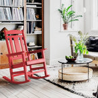 LUE BONA Outdoor Rocking Chairs Set of 4, HDPS Porch Rocker with High Back, Plastic Weather Resistant Rocking Chairs for Outdoor Indoor, Garden, Backyard, 350lb, Bright Red - Image 6