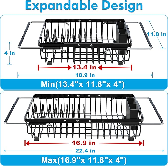 JASIWAY in Sink Dish Drying Rack, Expandable Stainless Steel Dish Drainers - Image 2