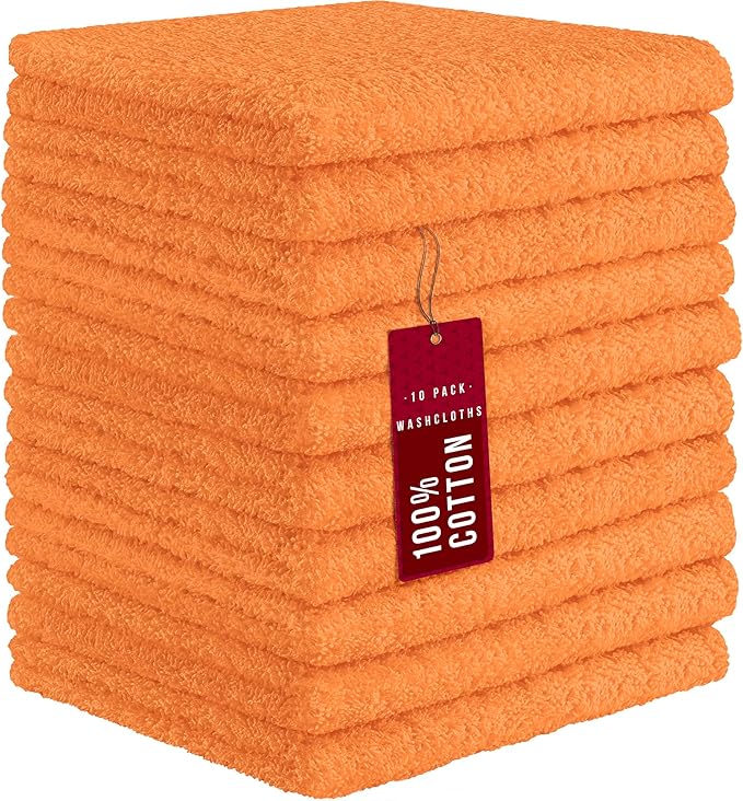 DecorRack 10 Pack 100% Cotton Wash Cloth, Luxurious Soft, 12 x 12 inch Ultra by DecorRack