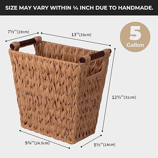 GRANNY SAYS Bathroom Wastebasket, Caramel Orange Woven Trash Can - Image 5